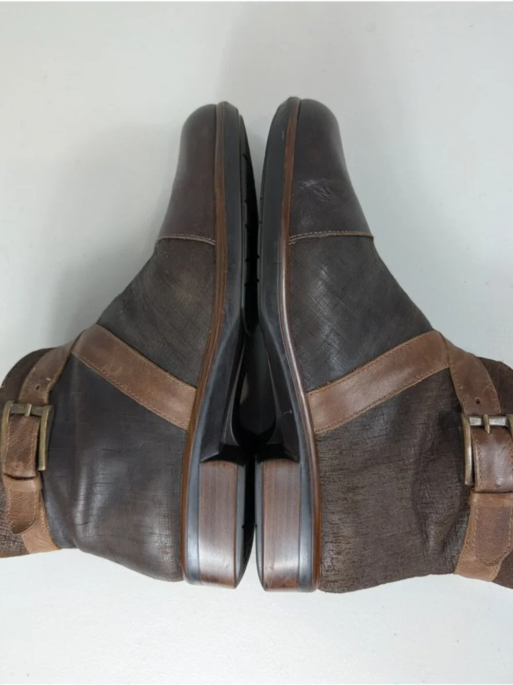 Naot Brown Leather Ankle Boots with Buckle & Side Zipper Closure women's size 7